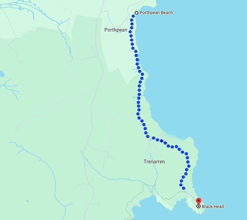 Map of the Porthpean to Black Head Walk